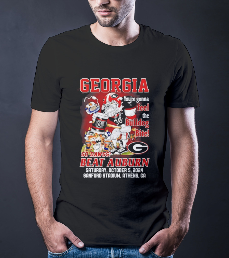Georgia Bulldogs You're Gonna Feel The Bulldog Bite Go Dawgs Beat Auburn Saturday October 5 2004 Sanford Stadium Athens T-Shirt