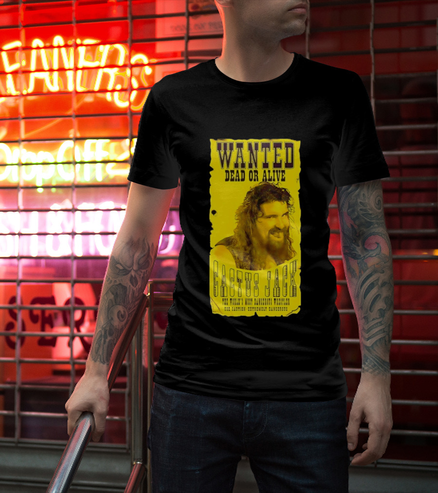 Jamie Hayter Iconic Cactus Jack Wanted Dead Or Alive Yellow T-Shirt