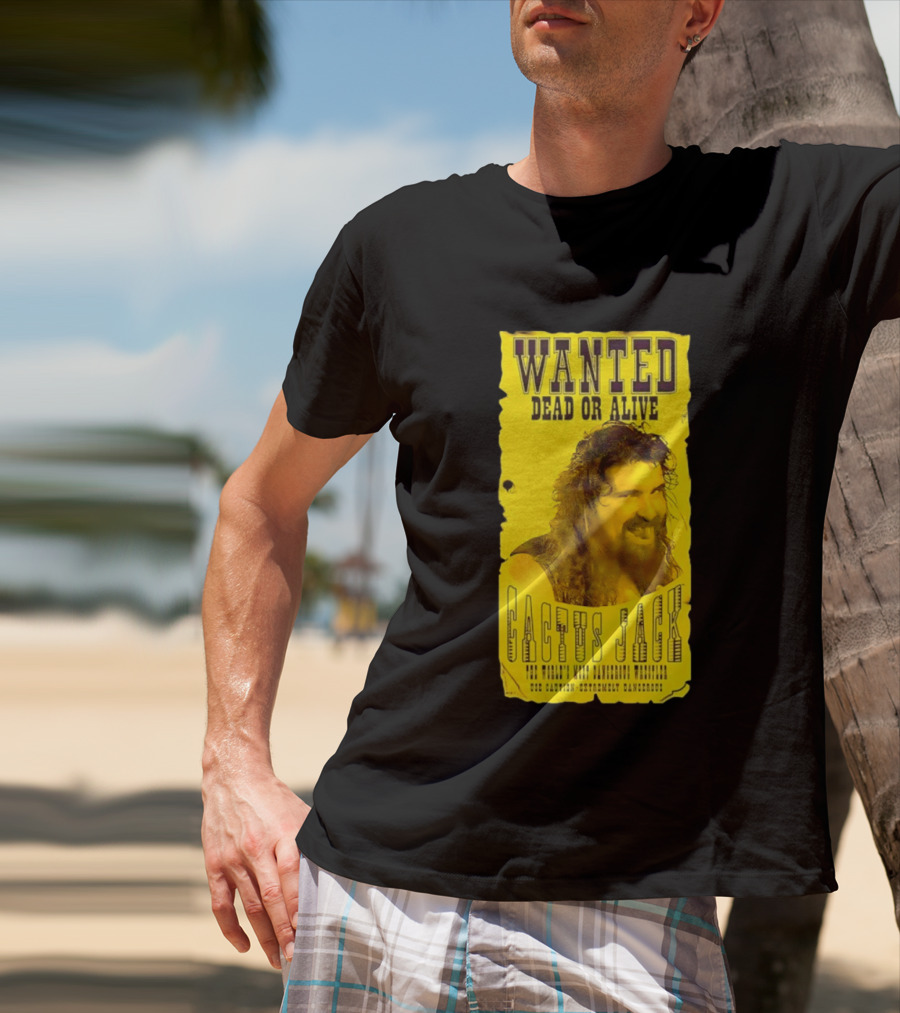 Jamie Hayter Iconic Cactus Jack Wanted Dead Or Alive Yellow T-Shirt