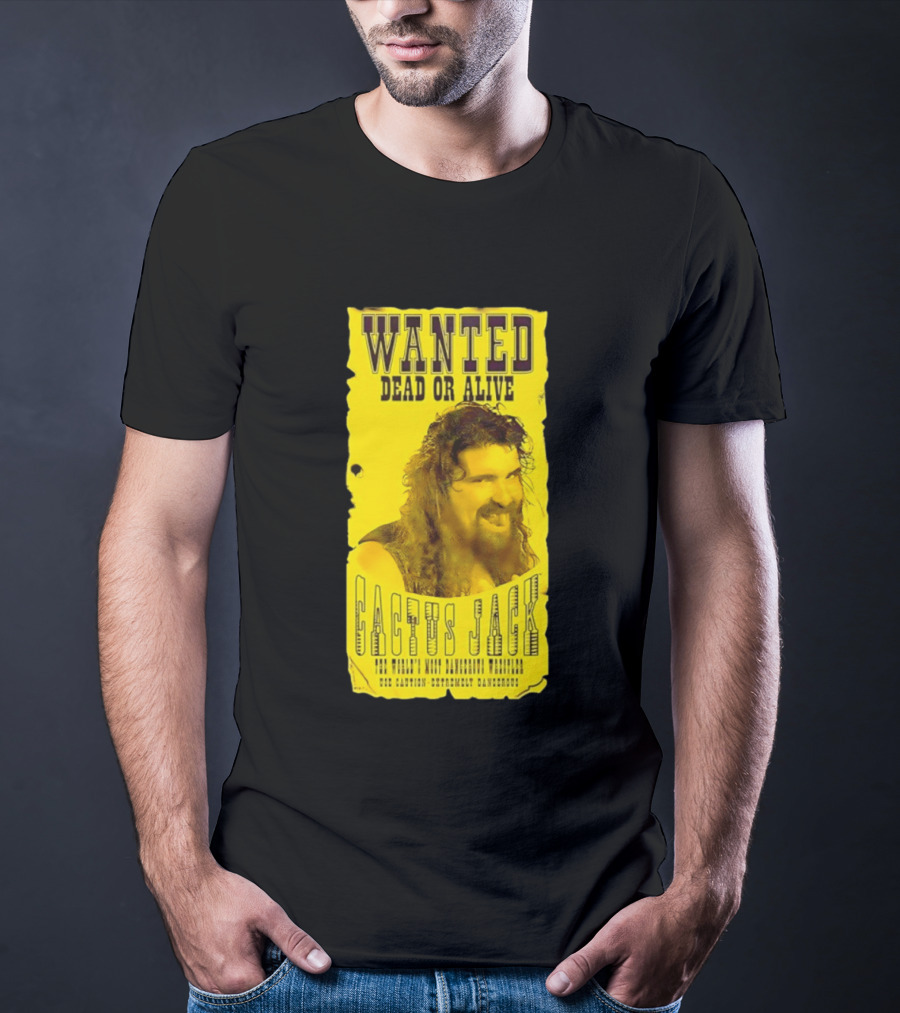 Jamie Hayter Iconic Cactus Jack Wanted Dead Or Alive Yellow T-Shirt