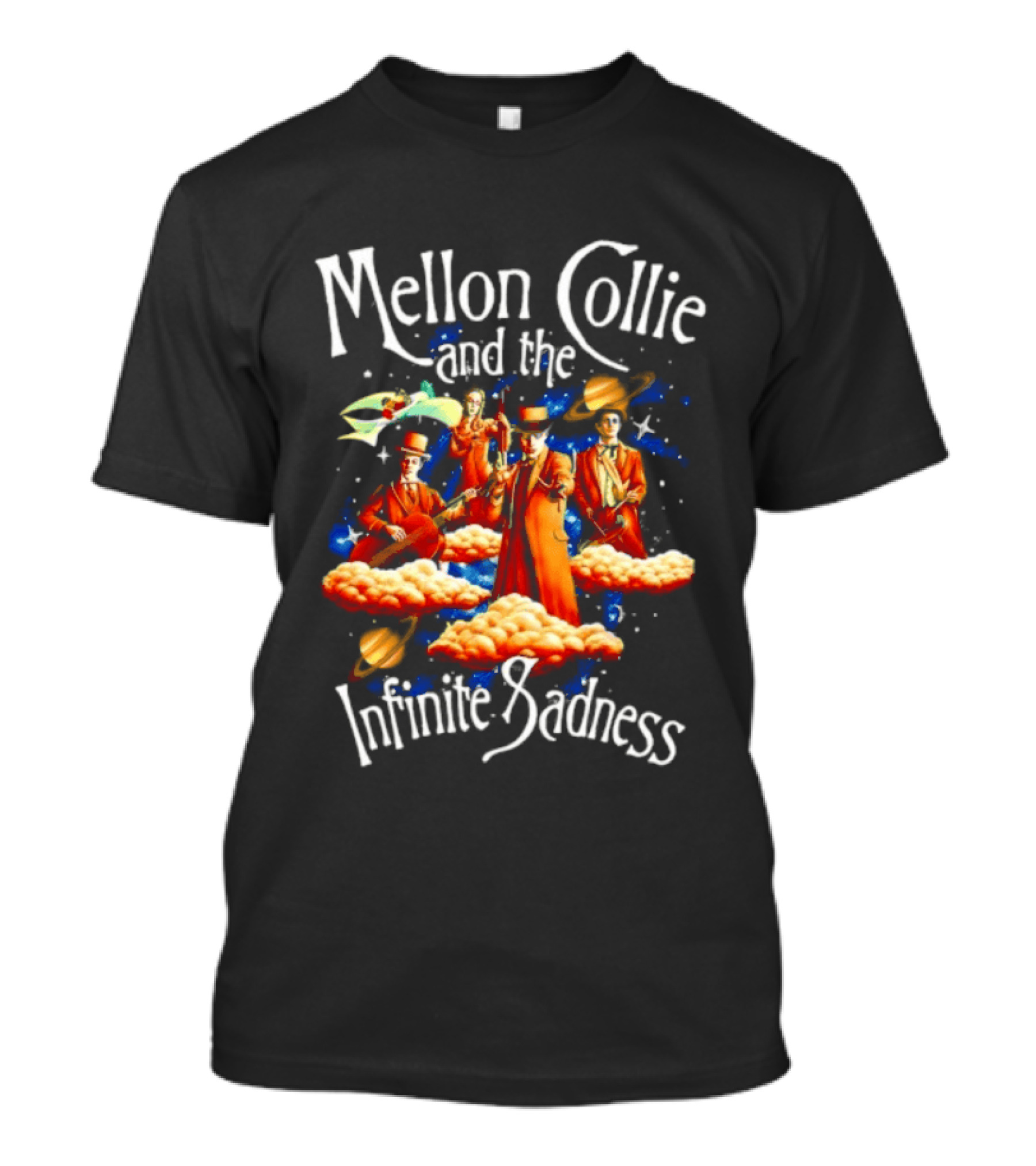 Mellon Collie And The Infinite Sadness Band Members With Surreal Clouds And Vibrant Splashes T-Shirt