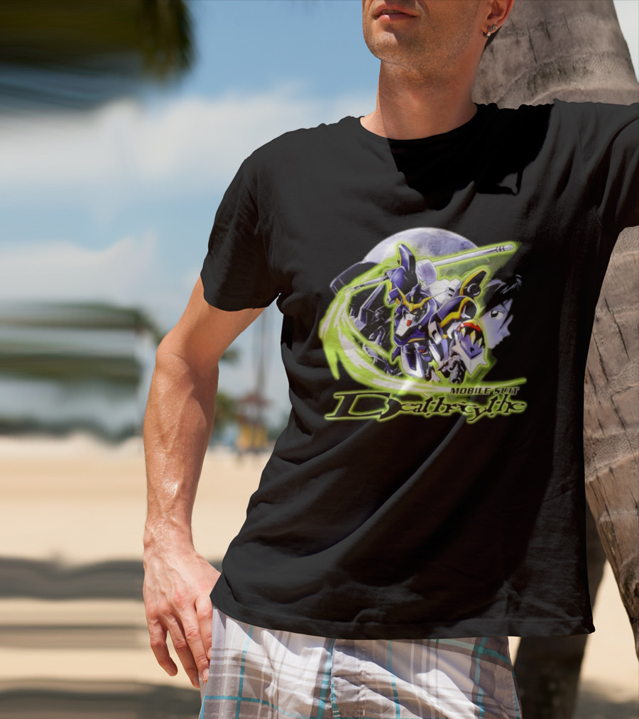 Mobile Suit Deathrythe Mecha Battle Moon Scene T-Shirt