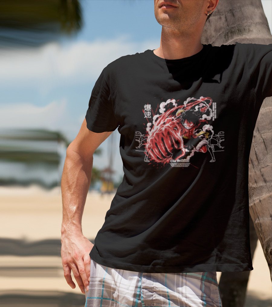 Monkey D. Luffy Faster Than Fear Stronger Than Pain Anime Gear Second Splash Attack T-Shirt