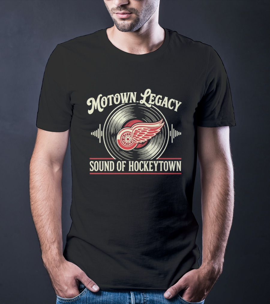 Motown Legacy Sound Of Hockeytown Detroit Red Wings Winged Wheel T-Shirt