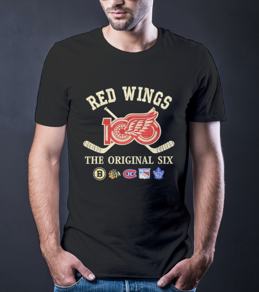 Red Wings 100 Anniversary The Original Six NHL Hockey Teams T-Shirt