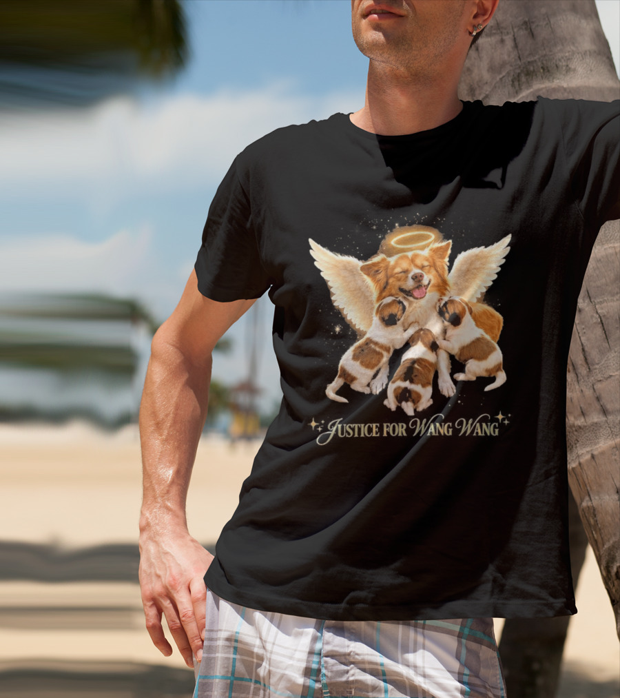 2026 Justice For Wang Wang Dog Angelic Puppies T-Shirt