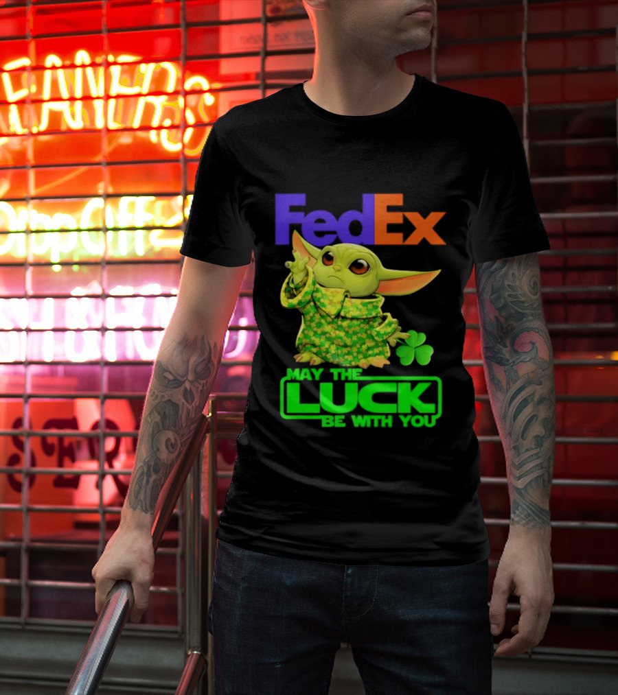FedEx Baby Yoda May The Luck Be With You Clover T-Shirt