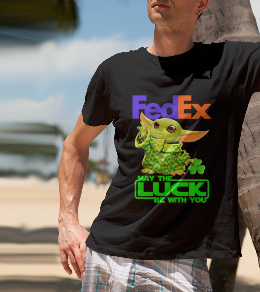 FedEx Baby Yoda May The Luck Be With You Clover T-Shirt