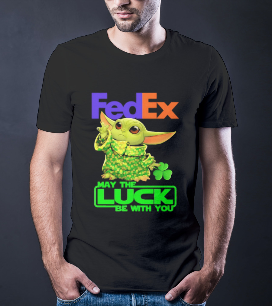 FedEx Baby Yoda May The Luck Be With You Clover T-Shirt