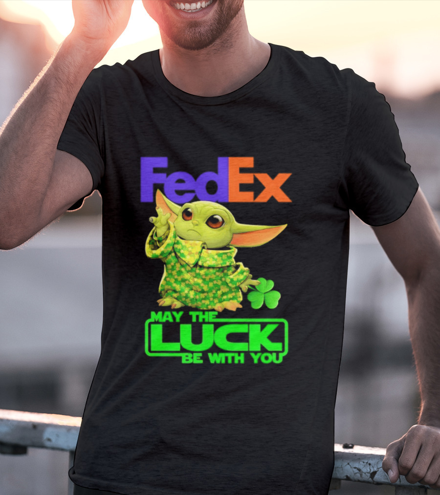 FedEx Baby Yoda May The Luck Be With You Clover T-Shirt