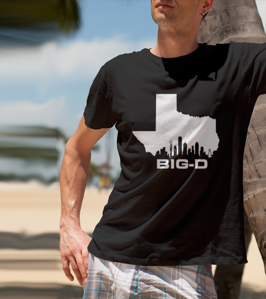 Big D Texas Outline Dallas City Skyline Map T-Shirt