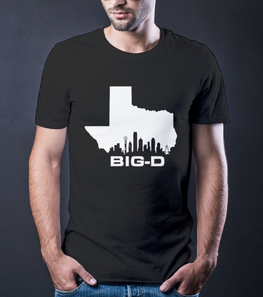 Big D Texas Outline Dallas City Skyline Map T-Shirt