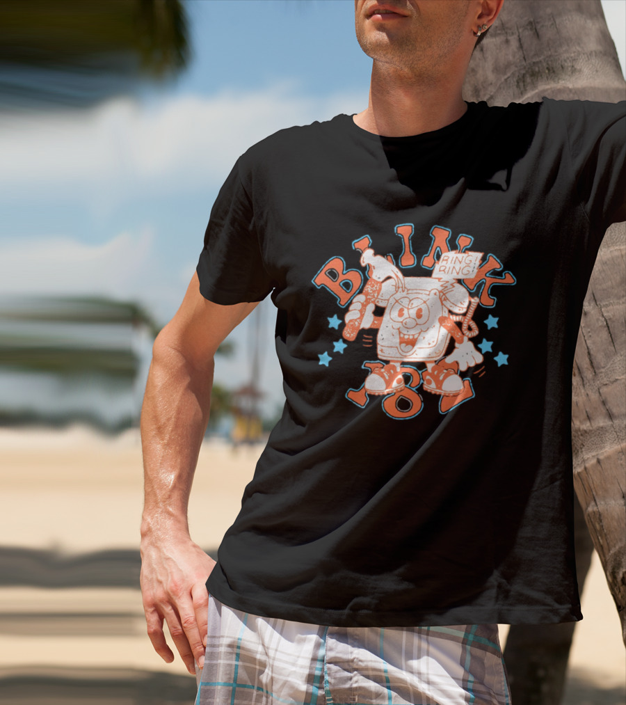 Blink 182 Ring Ring Cartoon Telephone Character With Stars T-Shirt