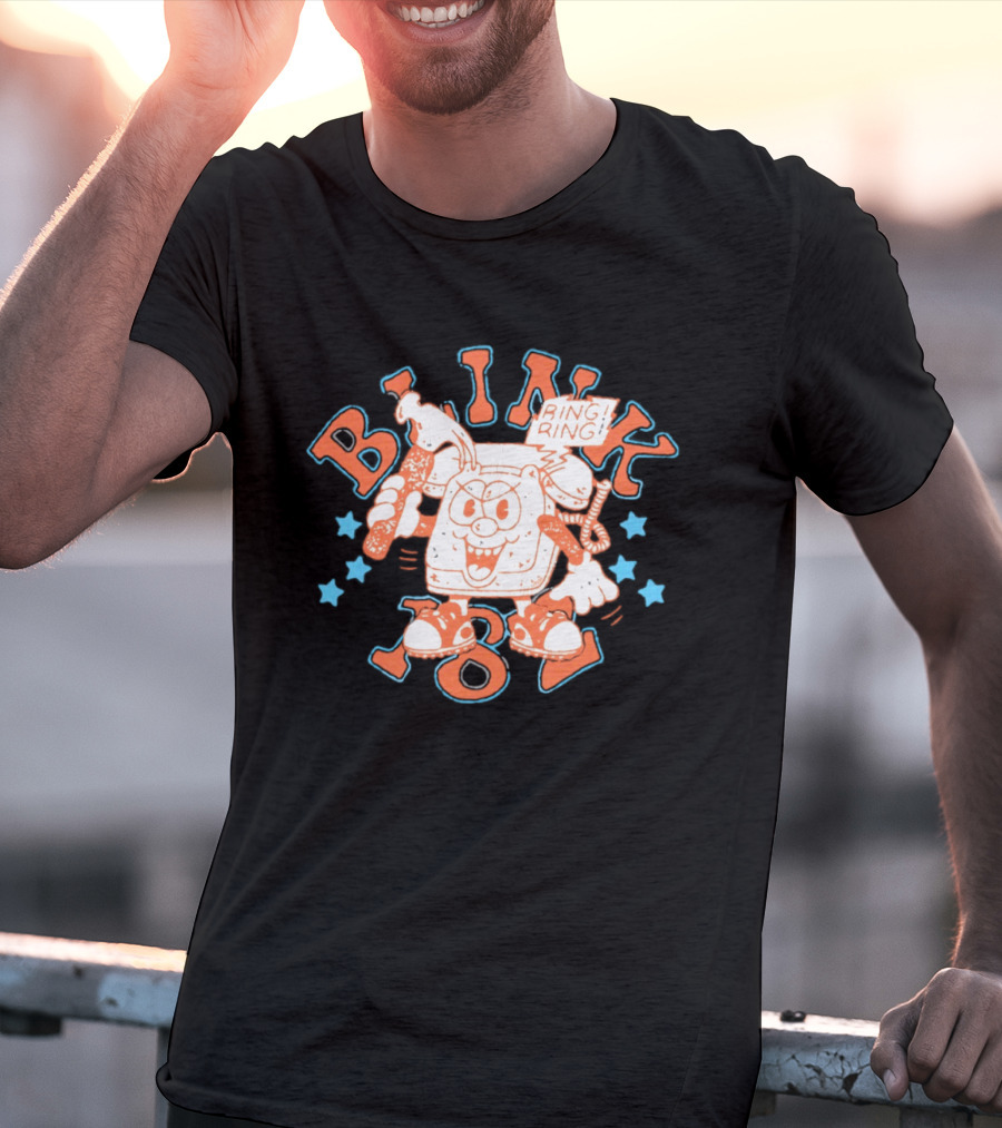 Blink 182 Ring Ring Cartoon Telephone Character With Stars T-Shirt