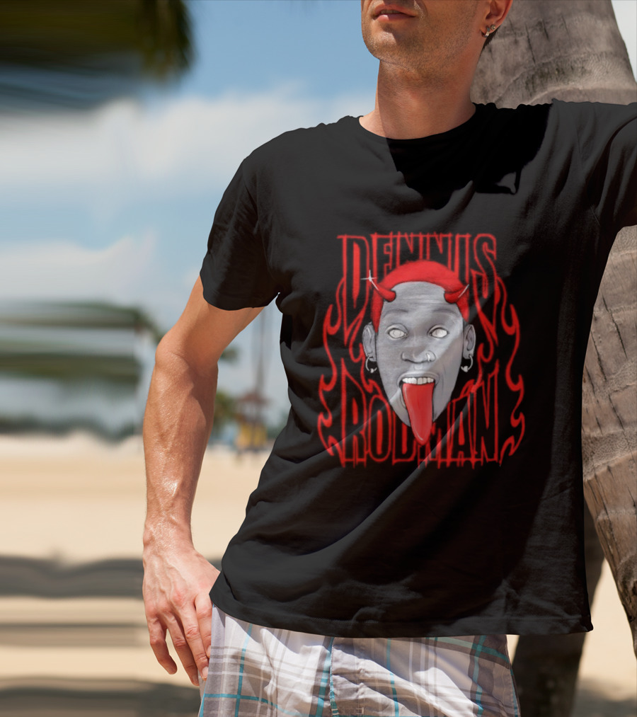 Dennis Rodman Devil Chicago Bulls NBA Head T-Shirt