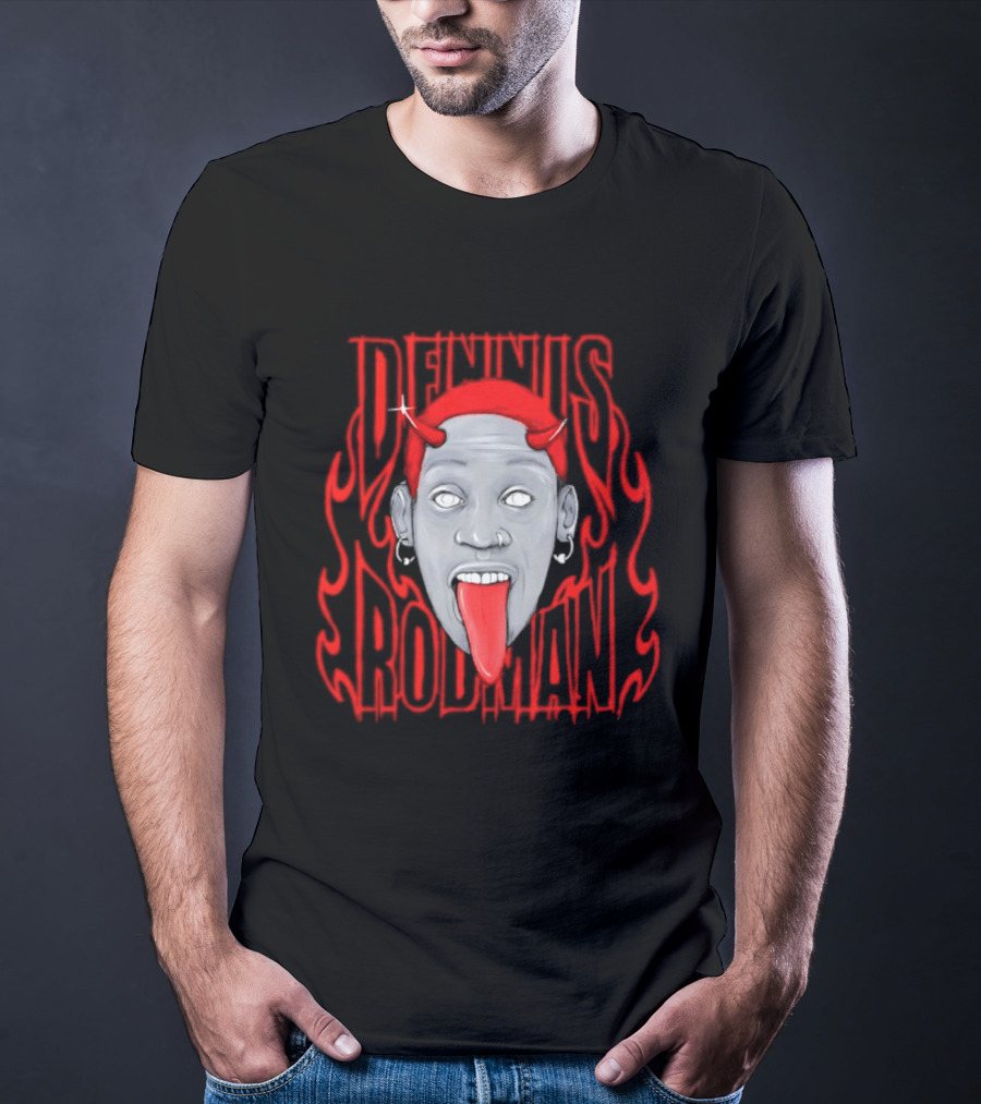 Dennis Rodman Devil Chicago Bulls NBA Head T-Shirt