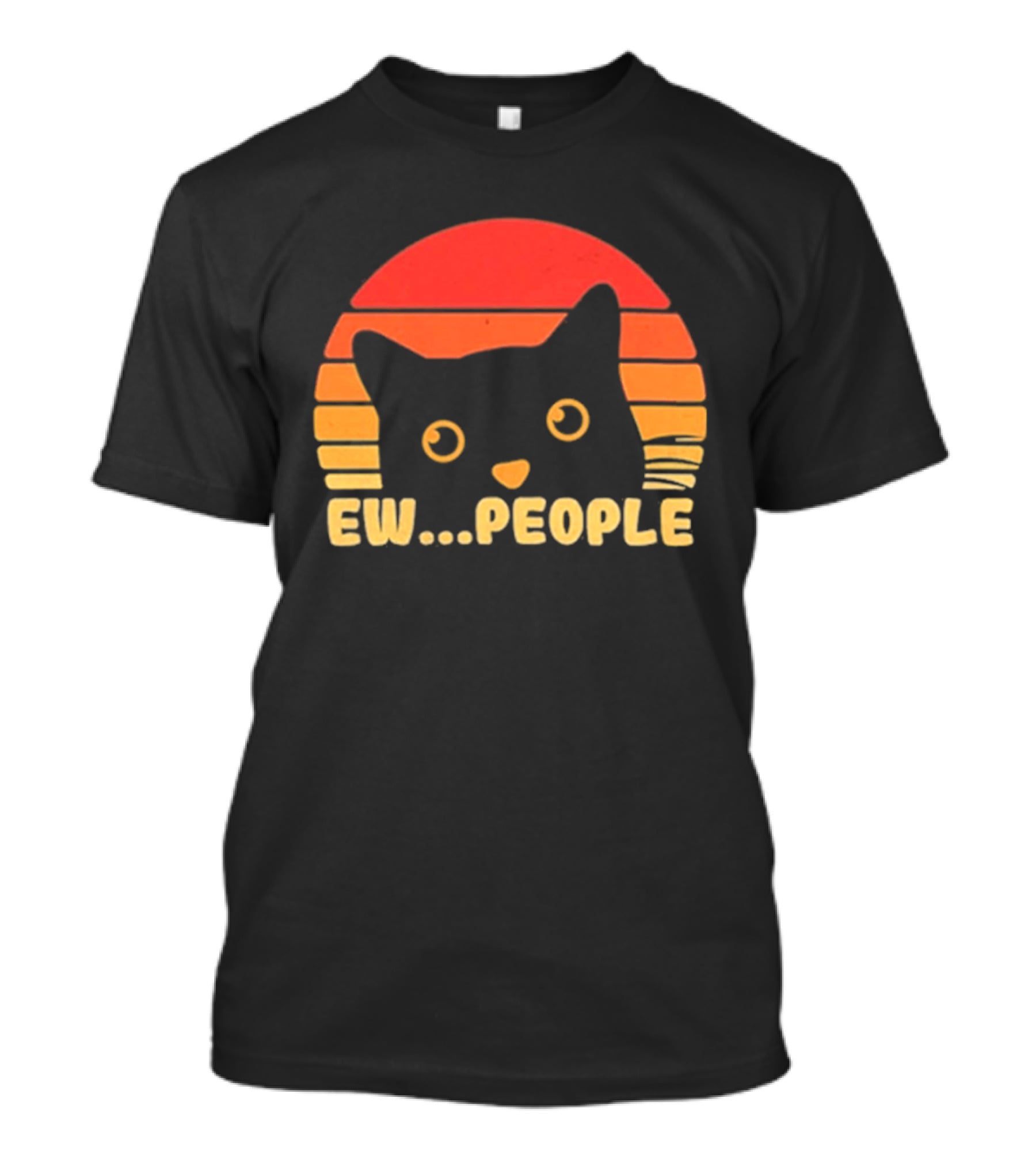 Ew People Judgmental Cat Face Stripes T-Shirt
