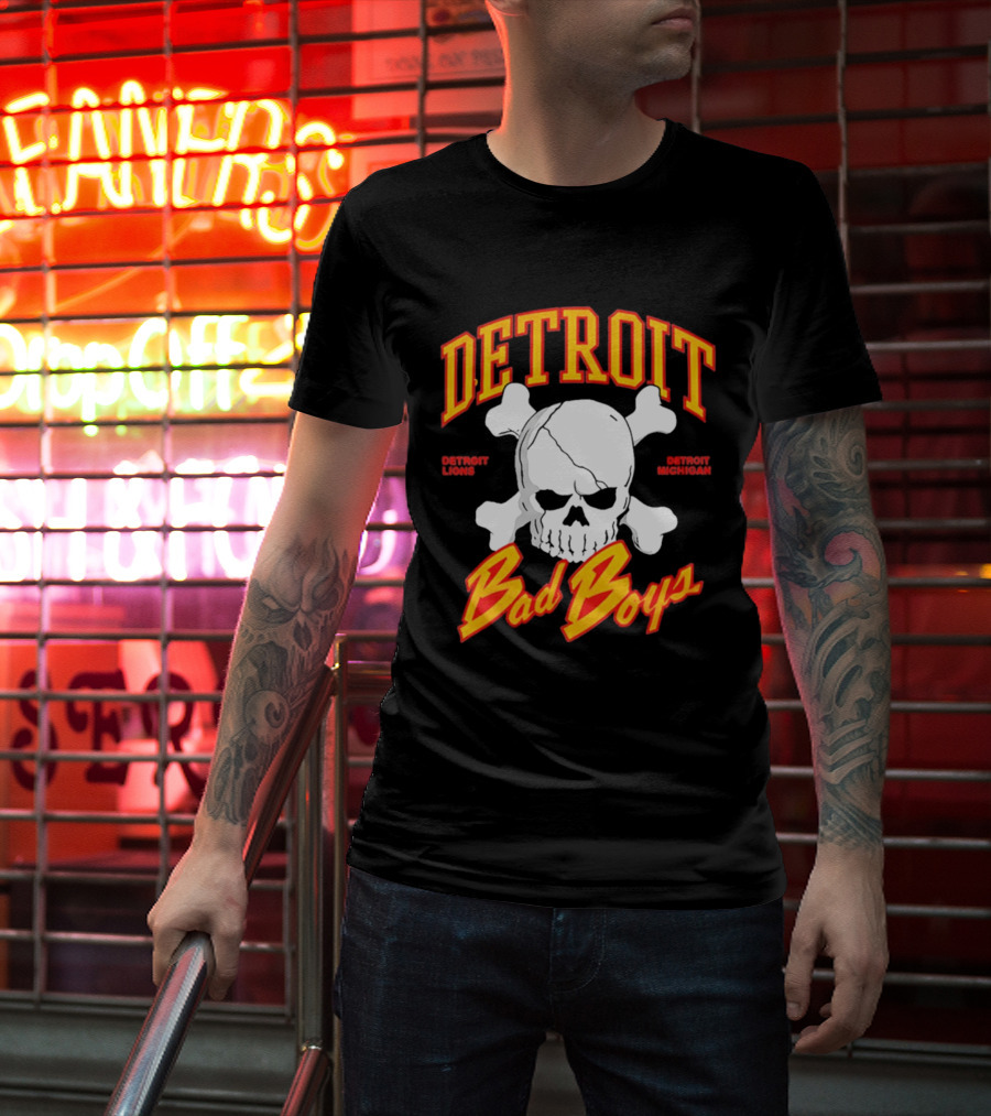 Detroit Lions Bad Boys Skull Detroit Michigan T-Shirt