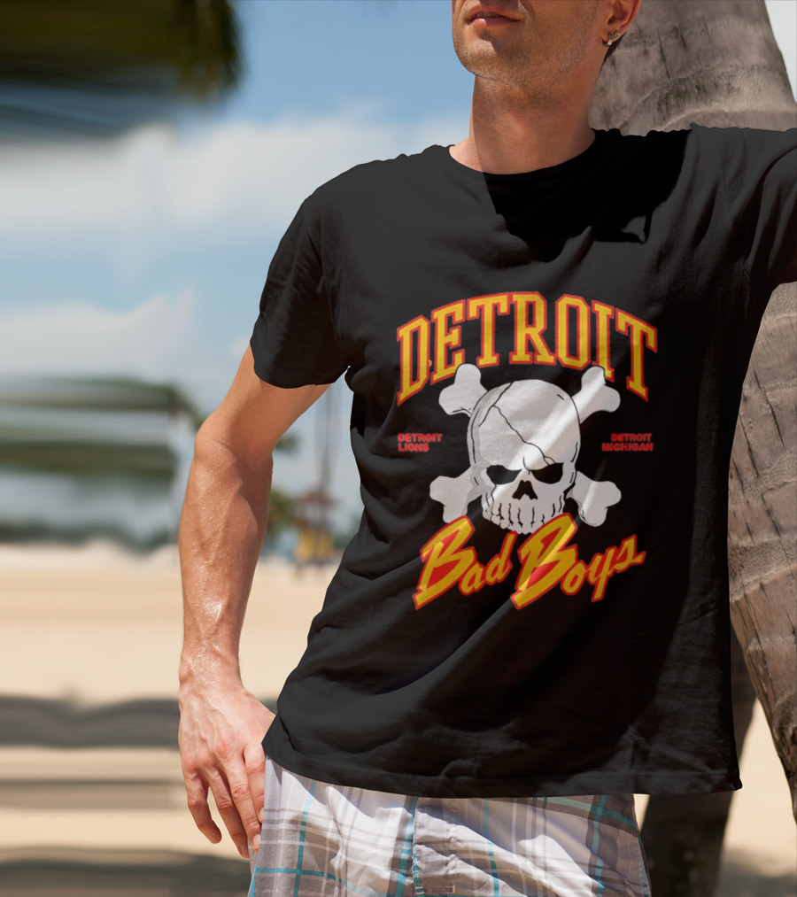 Detroit Lions Bad Boys Skull Detroit Michigan T-Shirt