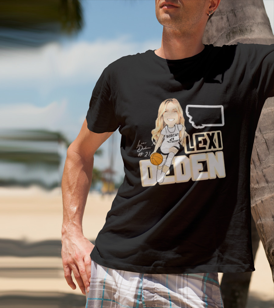 Lexi Deden 21 Bobcat Map Montana Player Caricature Basketball T-Shirt