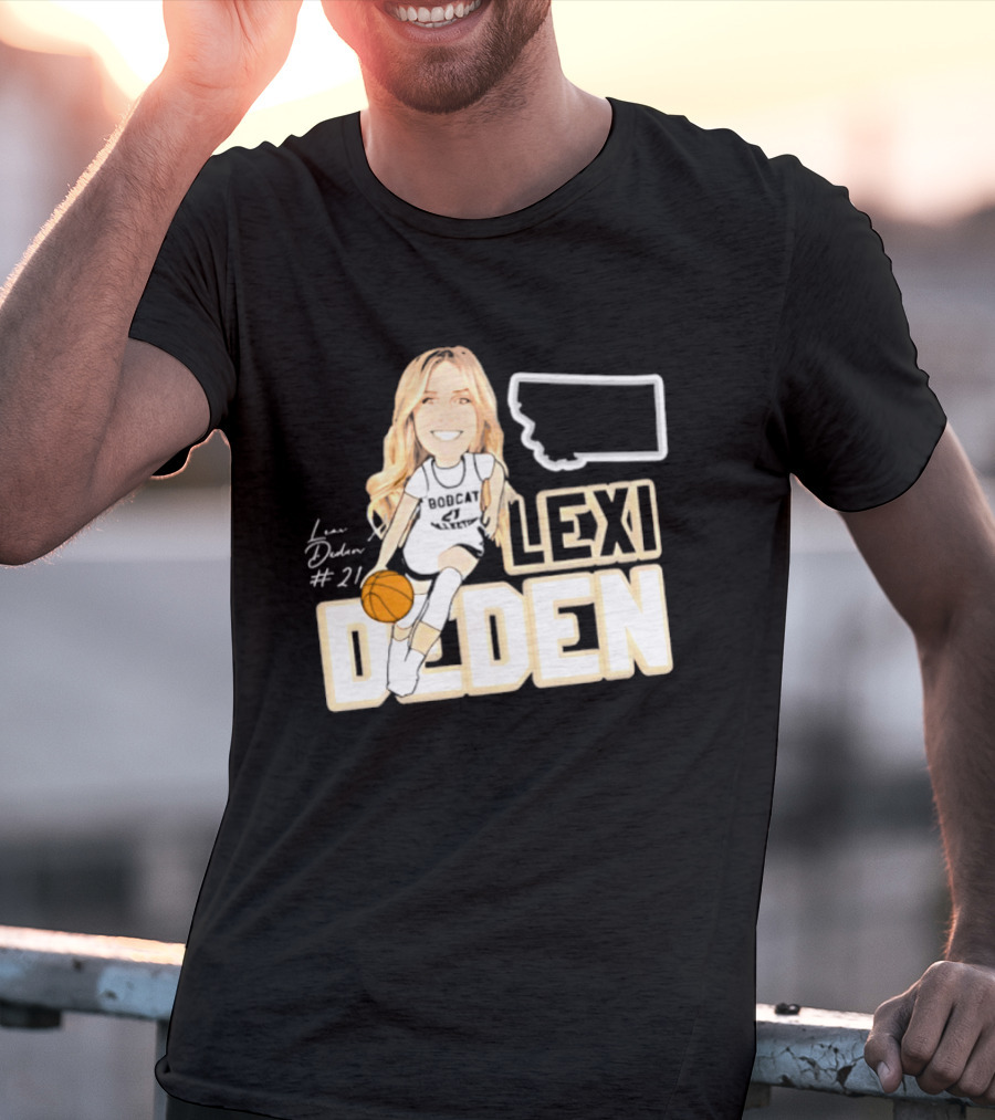 Lexi Deden 21 Bobcat Map Montana Player Caricature Basketball T-Shirt