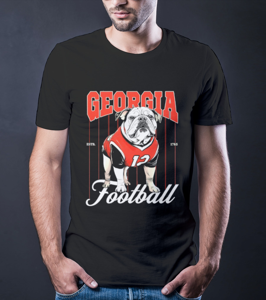 Georgia Bulldogs Football 1785 Bulldog Mascot Red Jersey T-Shirt