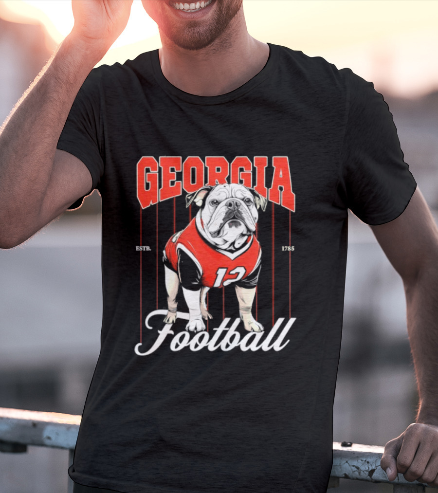 Georgia Bulldogs Football 1785 Bulldog Mascot Red Jersey T-Shirt