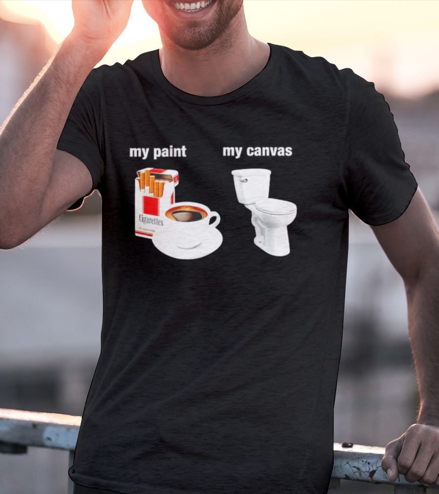 Cigarettes Coffee Toilet Funny Morning Routine T-Shirt