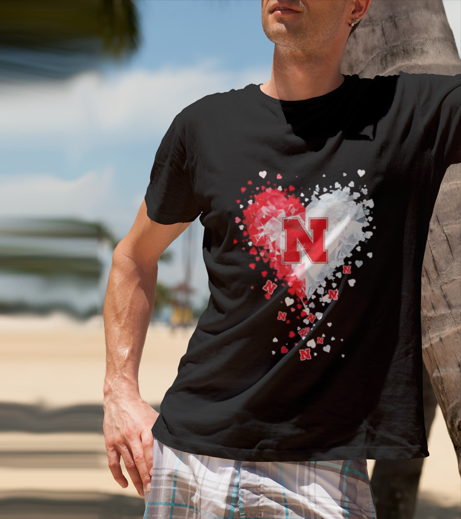 Nebraska Cornhuskers Heart Diamond Red N 2026 NCAA T-Shirt