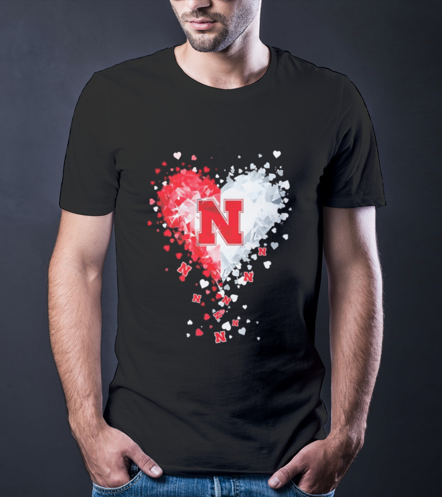 Nebraska Cornhuskers Heart Diamond Red N 2026 NCAA T-Shirt