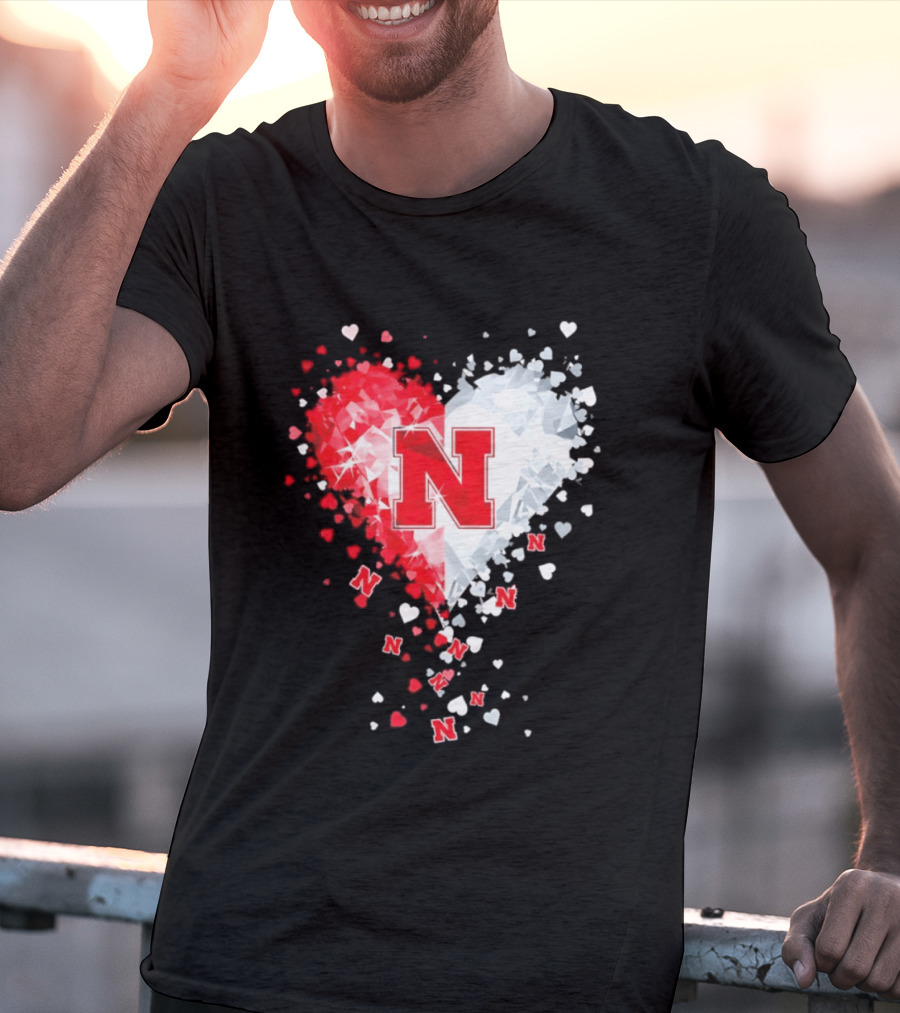 Nebraska Cornhuskers Heart Diamond Red N 2026 NCAA T-Shirt