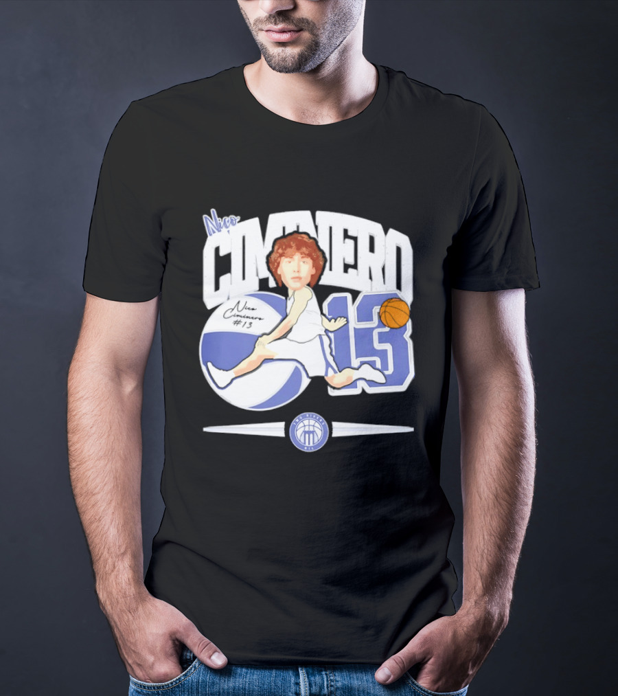 Nico Ciminero 13 Basketball Caricature Marietta College Athletics T-Shirt