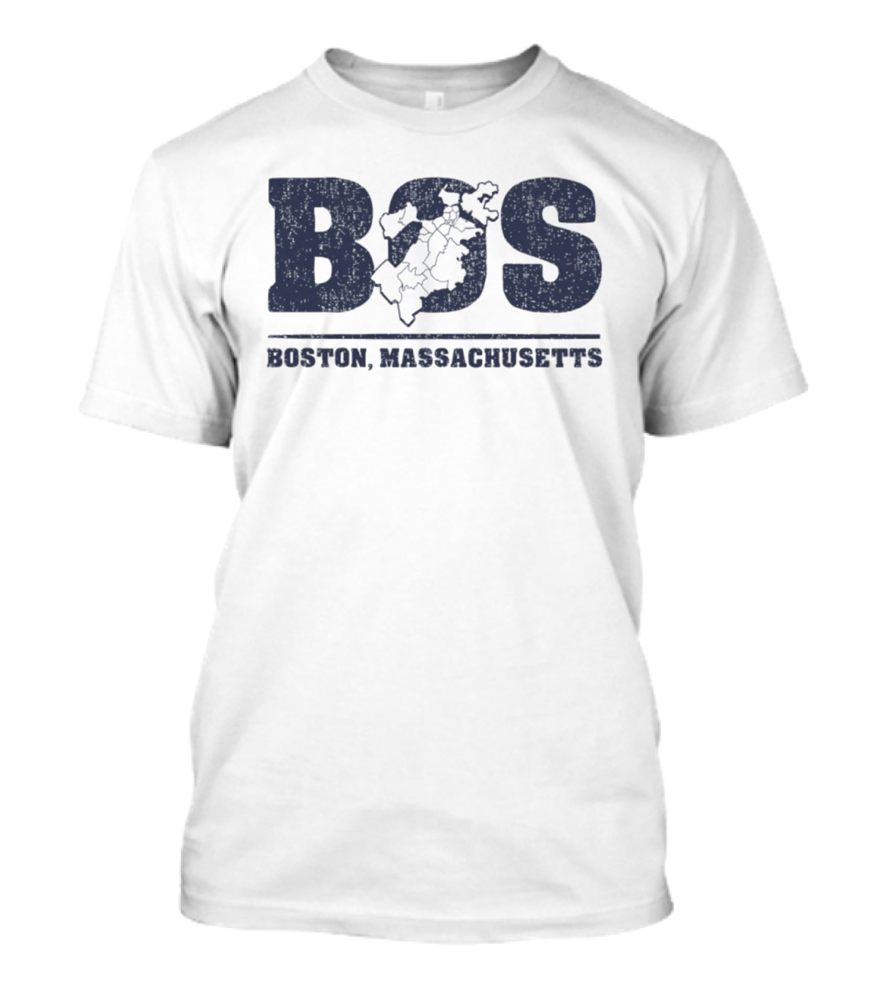 BOS Boston Massachusetts Neighborhoods Map T-Shirt