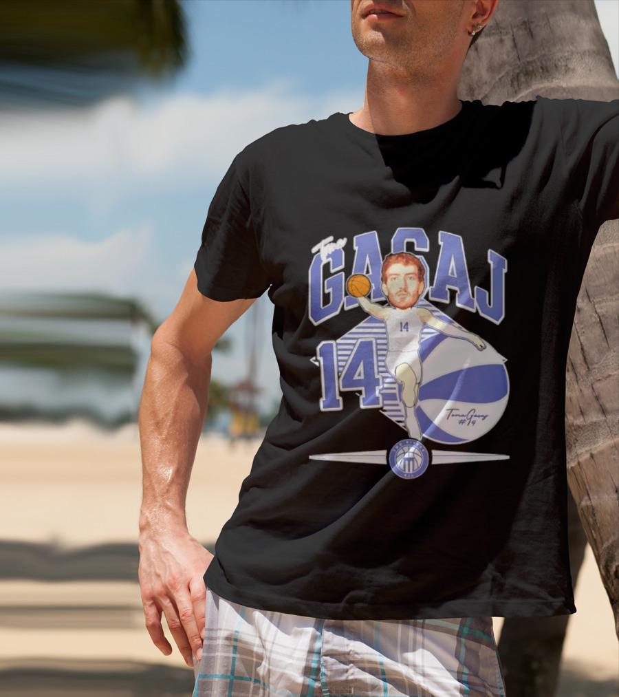 The Gasaj 14 Marietta College Athletics Basketball Caricature T-Shirt