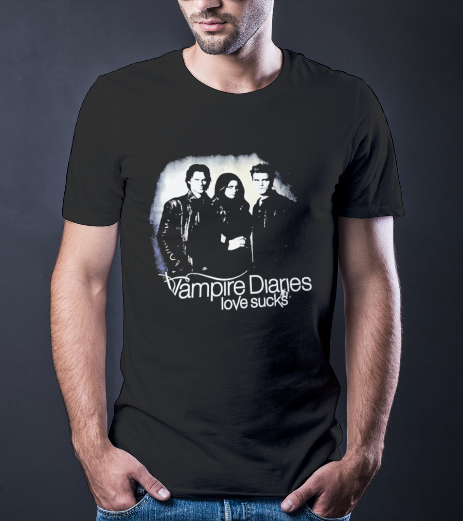 Vampire Diaries Love Sucks Damon Elena Stefan T-Shirt