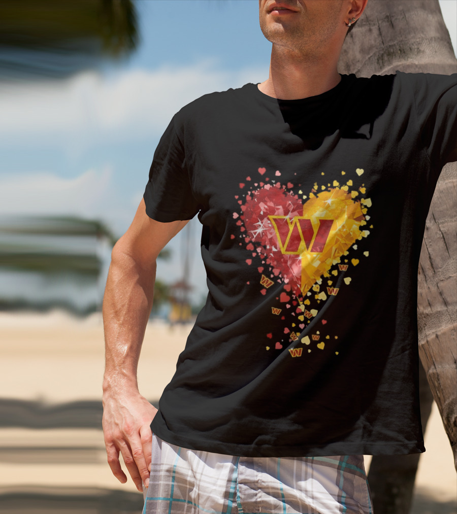 Washington Commanders Heart W Crystalized Chevron Burst T-Shirt
