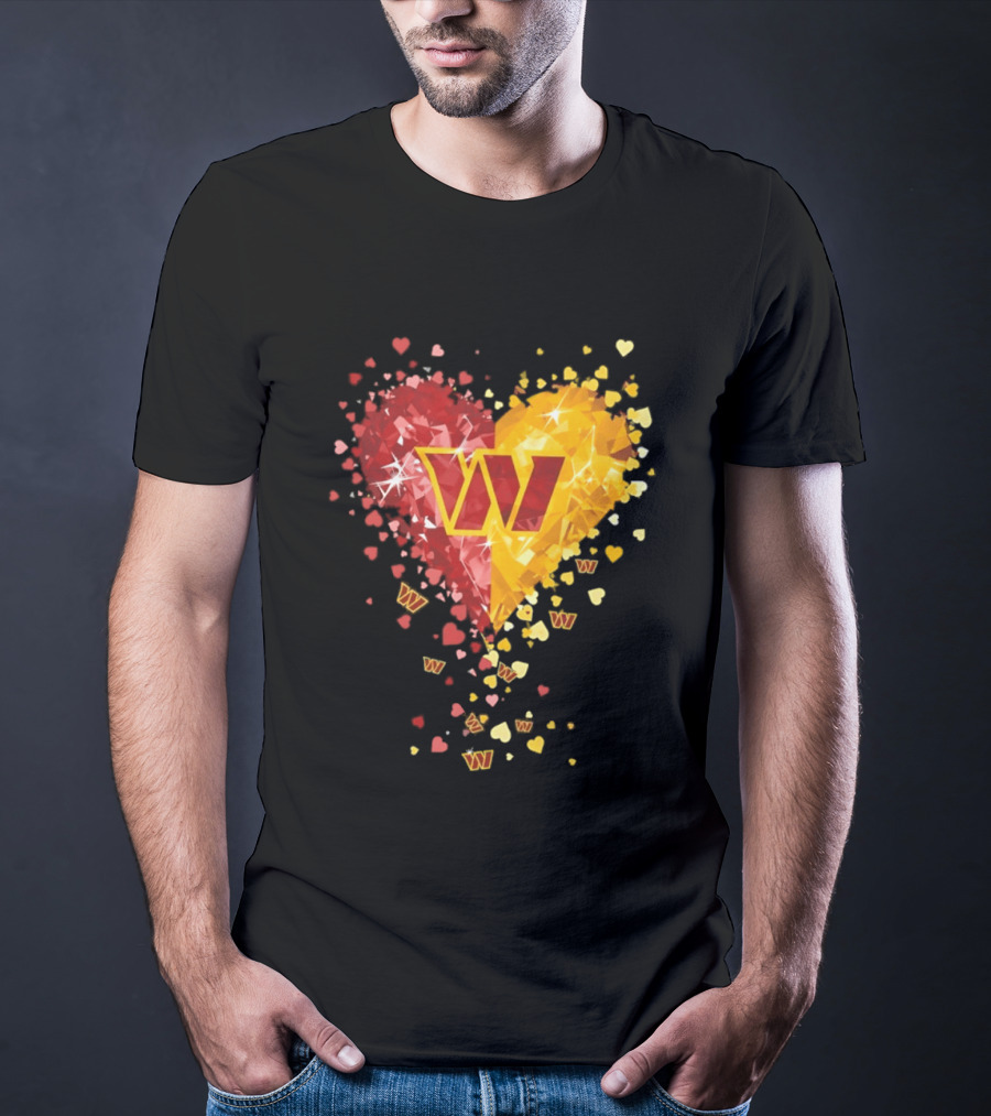 Washington Commanders Heart W Crystalized Chevron Burst T-Shirt
