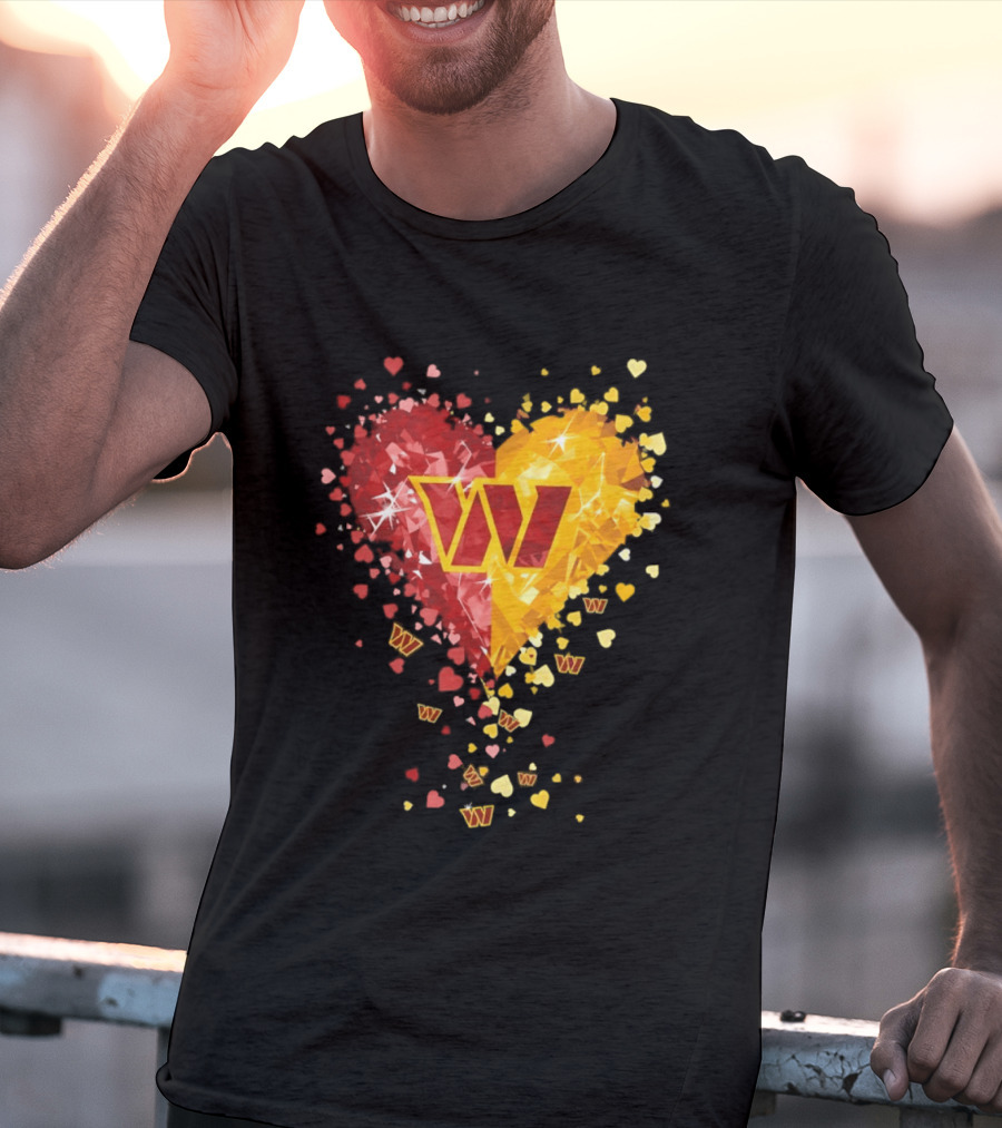 Washington Commanders Heart W Crystalized Chevron Burst T-Shirt