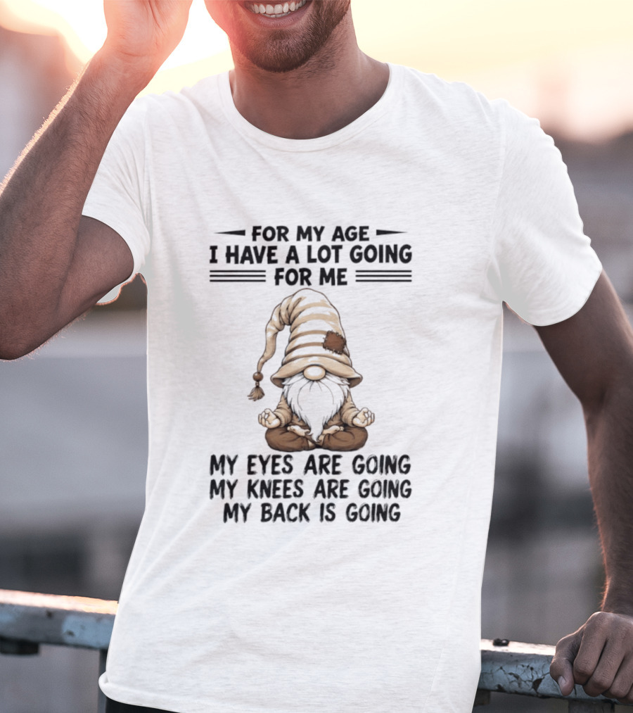 For My Age I Have A Lot Going For Me My Eyes Are Going My Knees Are Going My Back Is Going Gnome T-Shirt