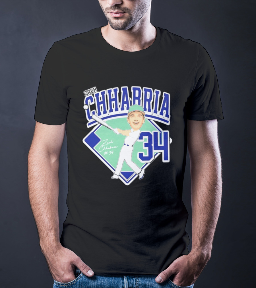 Chhabria 34 Drew University Athletics Baseball Caricature Zach Chhabria T-Shirt