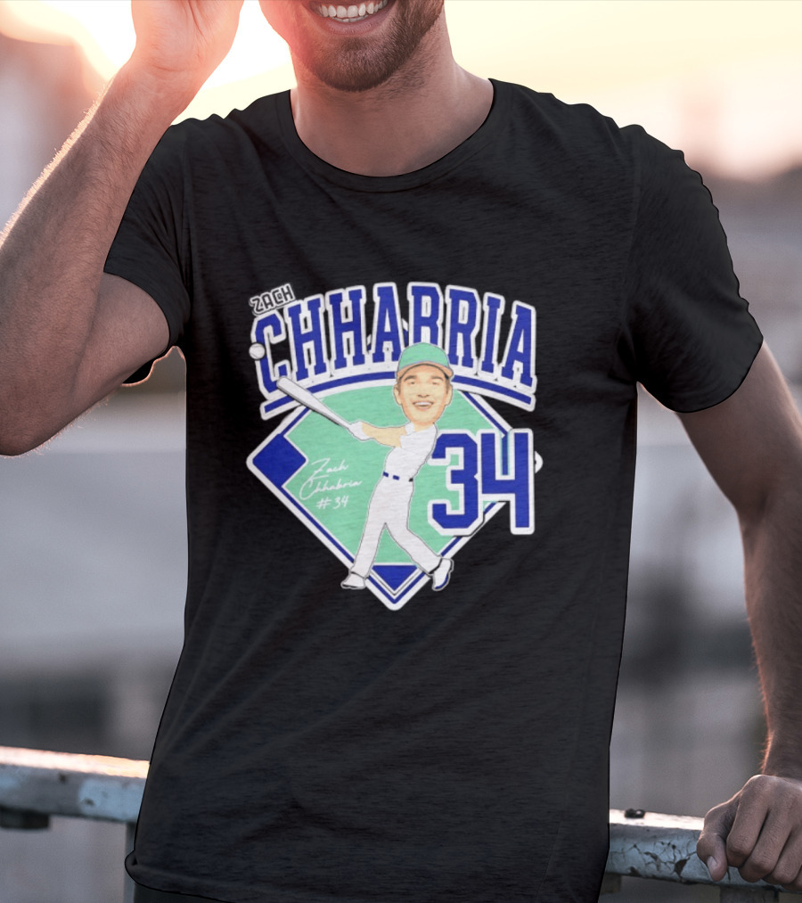 Chhabria 34 Drew University Athletics Baseball Caricature Zach Chhabria T-Shirt