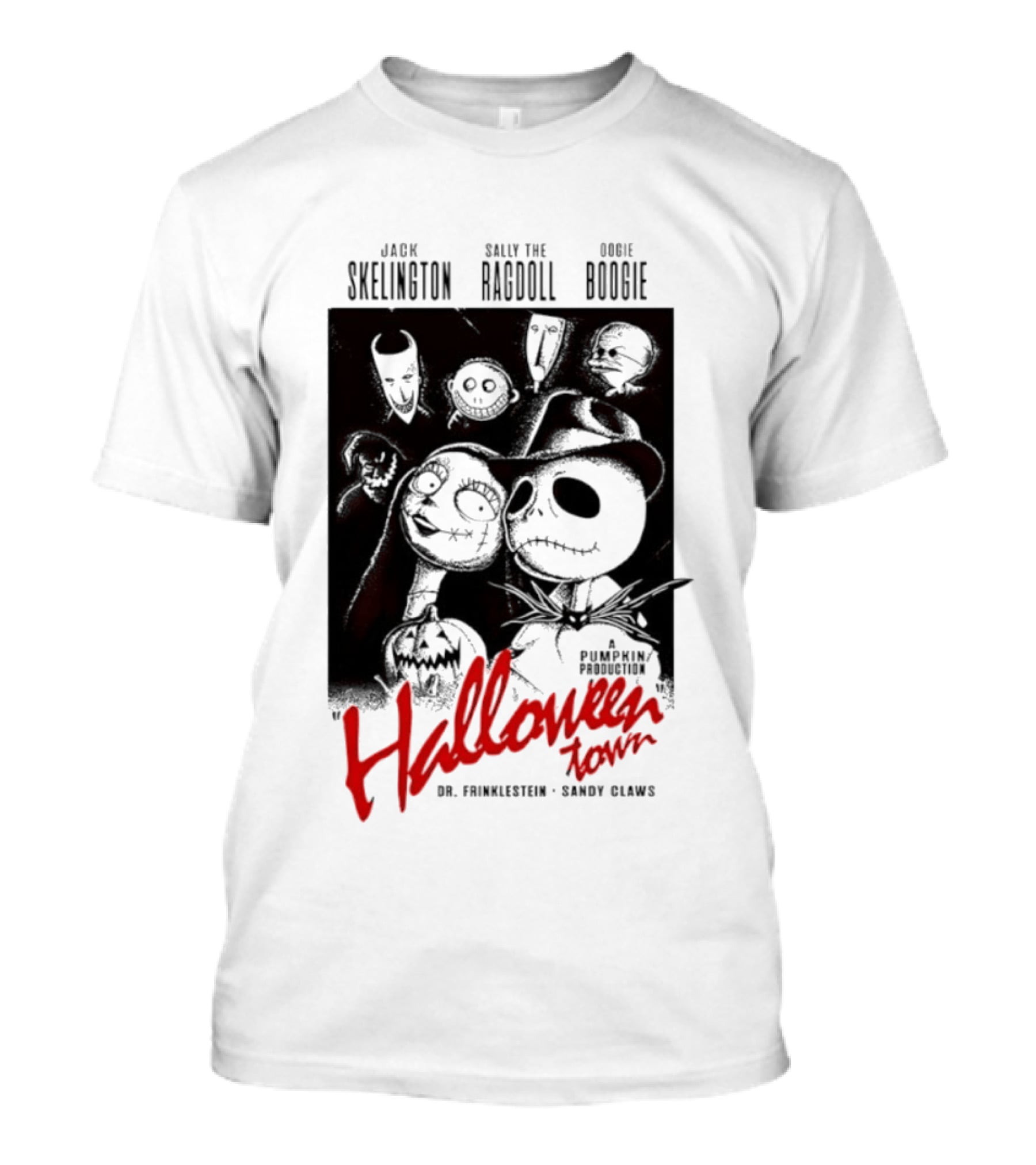 Halloween Town Jack Skellington Sally The Ragdoll Oogie Boogie Dr. Finkelstein Sandy Claws T-Shirt