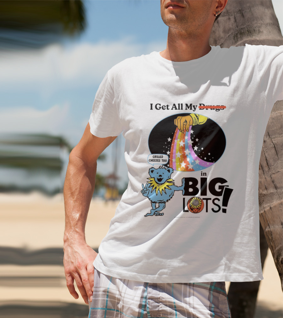 Big Lots Grilled Cheeses Too Grateful Dead Bear Rainbow Stars T-Shirt