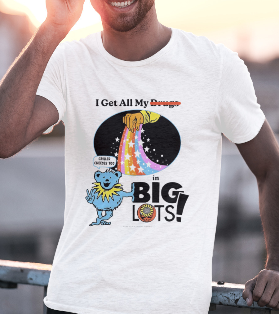 Big Lots Grilled Cheeses Too Grateful Dead Bear Rainbow Stars T-Shirt