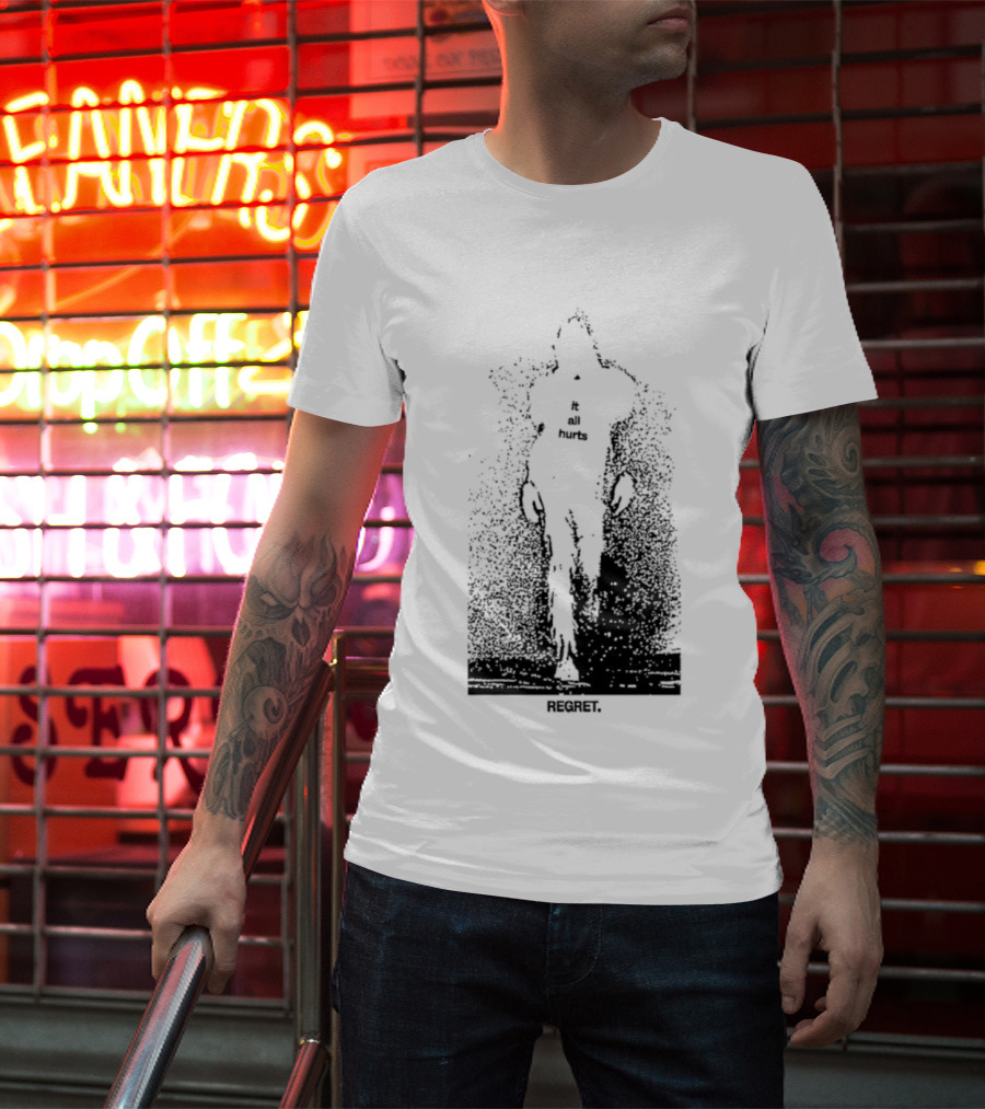 It All Hurts Regret Sadness Existential Skeleton Ghostly Figure T-Shirt