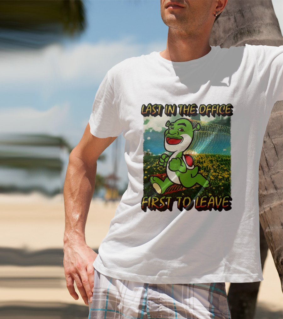 Last In The Office First To Leave Shrek Yoshi Humor T-Shirt
