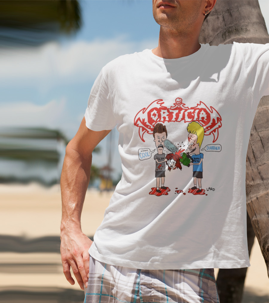 Morticia Beavis And Butt Head Chainsaw Cool Death Metal Slam T-Shirt
