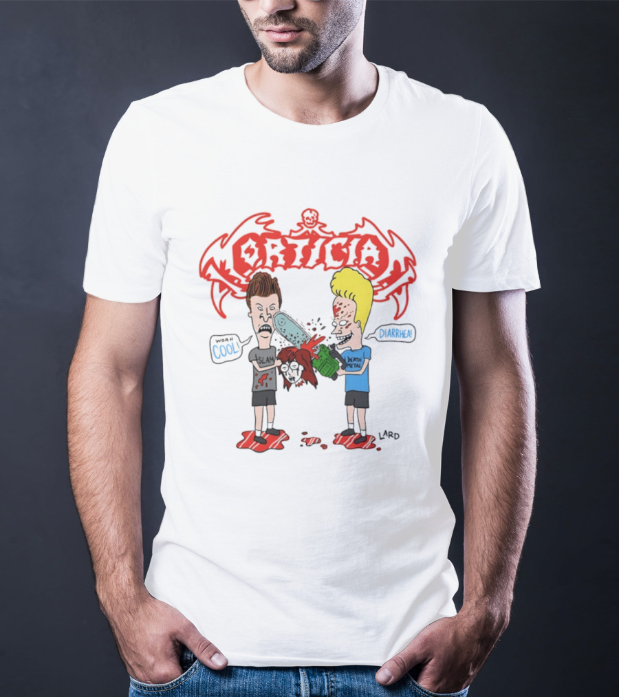 Morticia Beavis And Butt Head Chainsaw Cool Death Metal Slam T-Shirt