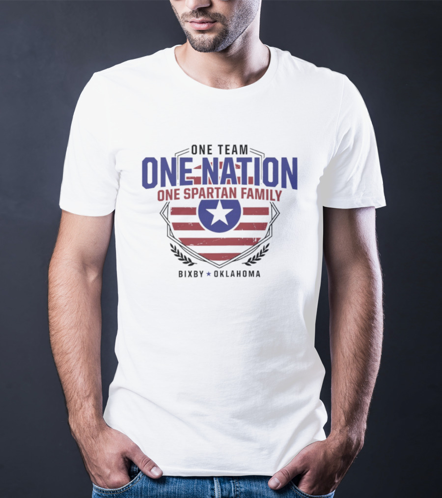 One Team One Nation One Spartan Family Bixby Oklahoma Star Shield T-Shirt