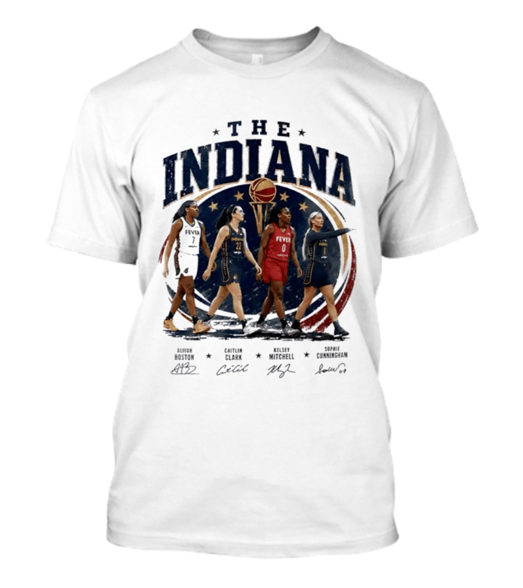 The Indiana Aliyah Boston Caitlin Clark Kelsey Mitchell Sophie Cunningham 2026 Signatures T-Shirt